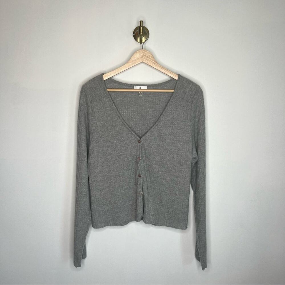 Socialite Gray Waffle Knit Cardigan Sweater
